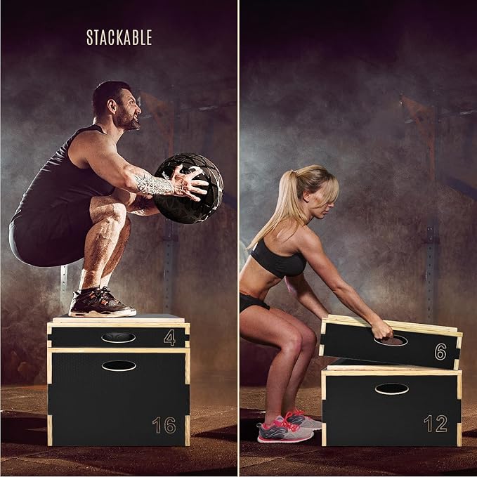 Yes4All 3 in 1 Wooden Plyo Box, Plyometric Box Platform for Jump Training, Jump Boxes for Home Gym Exercise and Outdoor Workout