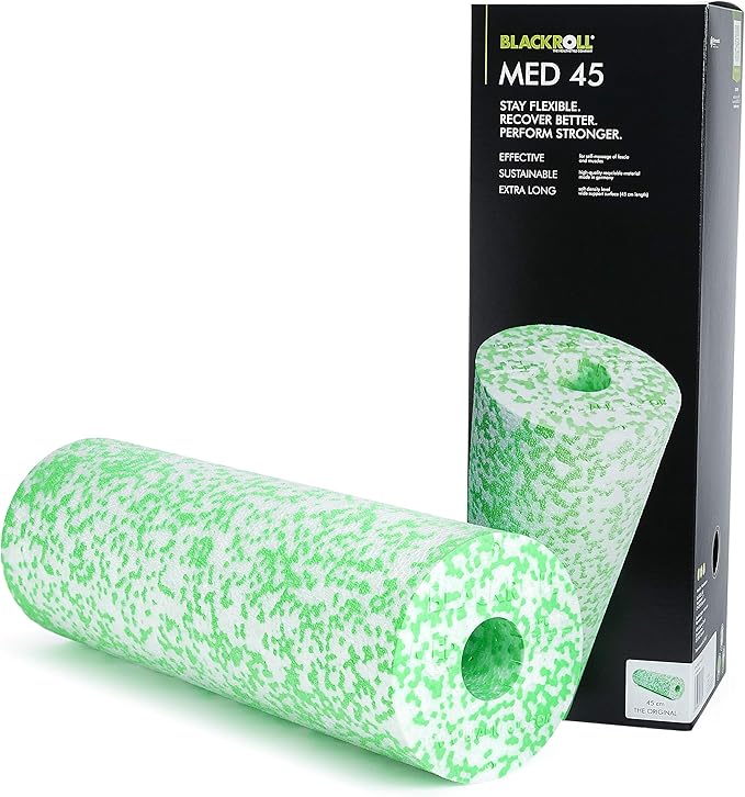 BLACKROLL - MED or MED 45 Foam Roller, Ideal for Myofascial Trigger Point Release and Back Massage, for Yoga, Exercise, Pilates, and Home Gym Workouts and Muscle Recovery, White/Green