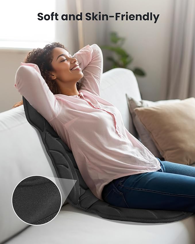 COMFIER Back Massager with Heat, Vibration Massage Seat Cushion with 8 Massage Nodes & 5 Modes, Adjustable Chair Massager Pad for Home Office, Heated Chair Pad, Gifts for Women Men Mom Dad