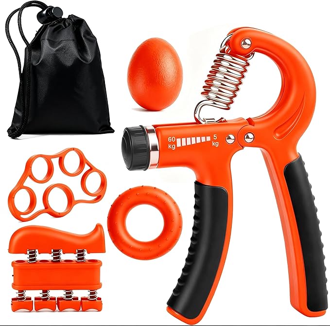 Ortarco Hand Grip Strength Trainer Kit, Stress Balls, Finger Exerciser Extensioin, 5 Pack Forearm Gripper Strengthener Adjustable Resistance, Hand Strengthening Devices