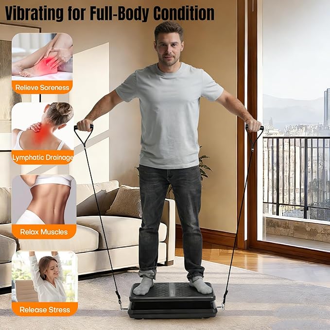 Vibration Plate Exercise Machine with Remote Control, 330 lbs Capacity 99 Speed Levels Vertical Vibration Platform for Full Body Workout, Green & Black