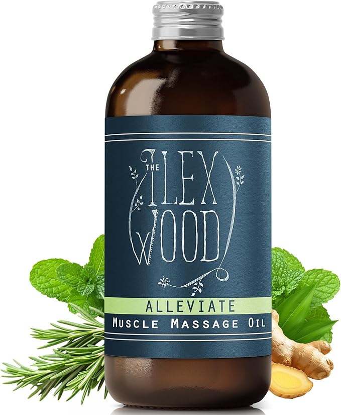 The Ilex Wood - Alleviate - Vegan Natural Muscle Spa Massage Oil, Handmade - 3.38 fl oz (100ml)