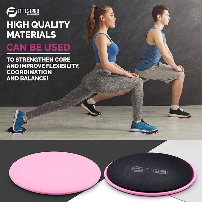 Limm Core Sliders for Working Out - Exercise Sliders Fitness, Stability, Ab, Legs & Full Body (Set of 2) - Bonus Carry Bag & Workout Ebook - Gym Gliding Disc Pads for Hardwood, Carpet & More