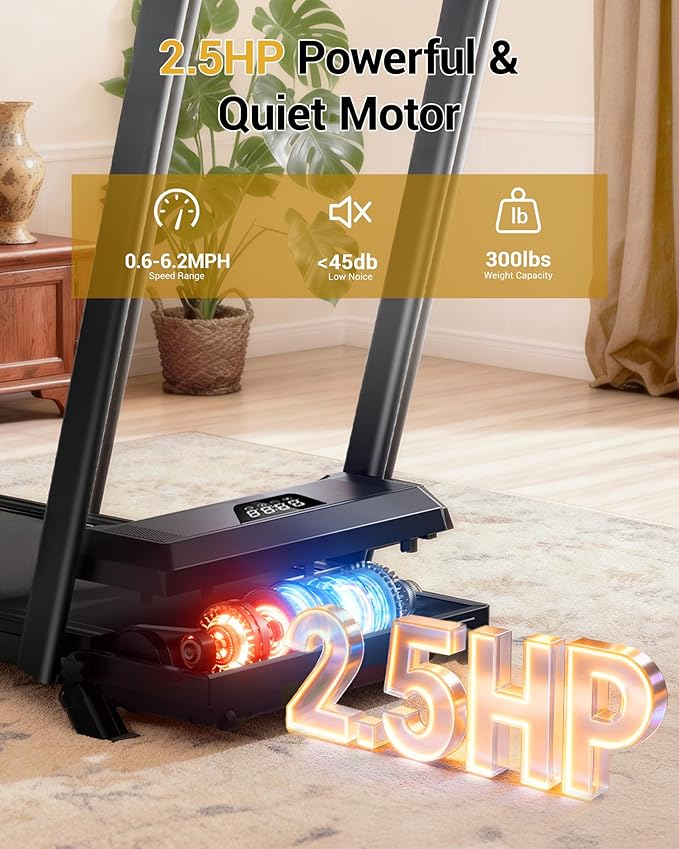 Walking Pad Treadmill with 15% Incline 2.5HP Foldable Under Desk Walking Pad for Home and Offce 300LBS Weight Capacity 0.6-6.2MPH Compact Treadmill with Remote Control