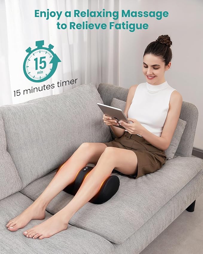 Nekteck Foot Massager with Heat & Foot Roller, Shiatsu Calf Leg Massager for Circulation and Neuropathy Pain Relief for Feet Care Home Office Gadgets Relaxing Massage Tools Gifts for Women Men Mom Dad