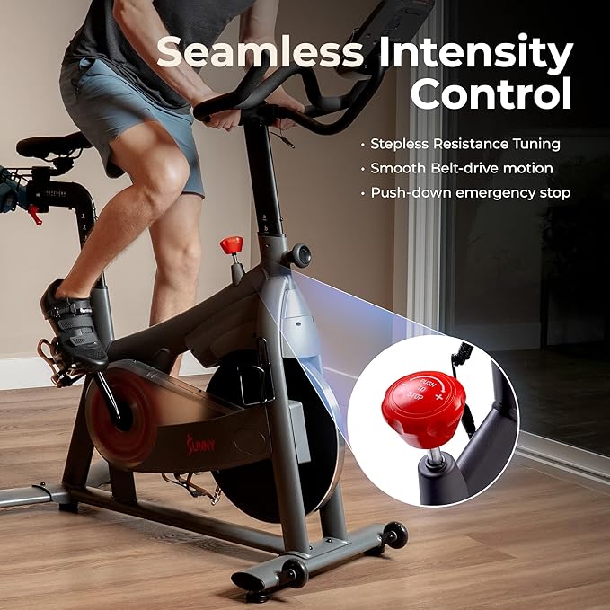 Sunny Health & Fitness Smart Magnetic Cycling Bike with Free SunnyFit App Connection, Stationary Indoor Cardio Exercise Equipment