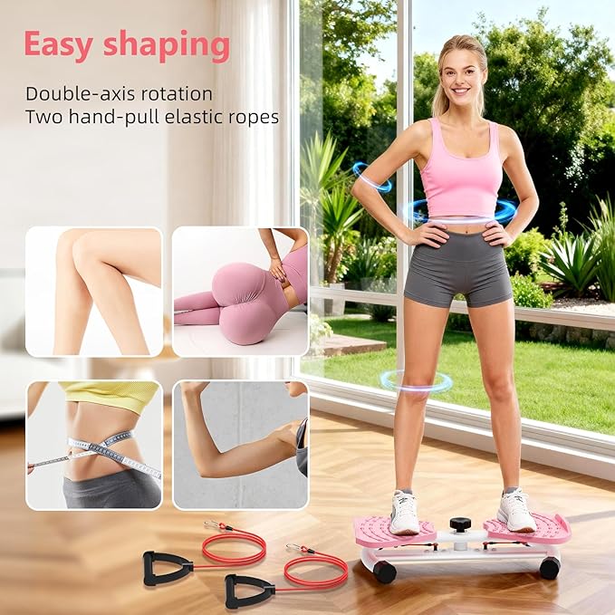 Waist Twister, Ultra-Quiet Ab Twister Machine with 330 lbs Weight Capacity Pilates Board for Women Belly Fat Loss, Noiseless Core Ab Exercise