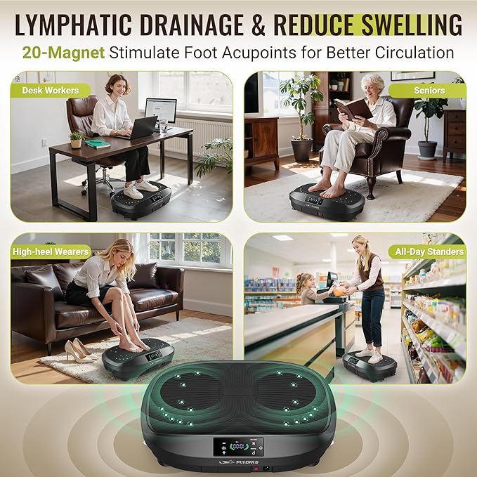 FLYBIRD Vibration Plate Exercise Machine, Adjustable Speed High Intensity Vibration for Muscle Toning Weight Loss Lymphatic Drainage, Full Body Workout Vibration Plate