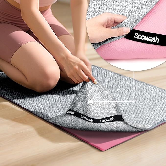 Hot Yoga Towel,Microfiber Yoga Mat Towels Non Slip for Hot Yoga Absorbent Microfiber Sweat Anti-Slip Cover,Bikram,Pilates,Exercise,Fitness 24 inch X 72 inch Grey 2 Pack