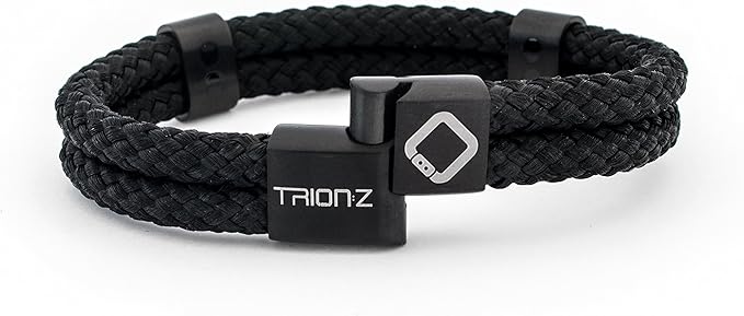 Trion:Z Zen Loop Duo Magnetic Field Therapy Wristband for Women & Men Featuring Patented ANSPO Technology (Black, Large)