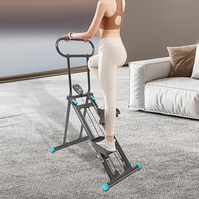 Foldable Stair Stepper Machine with LCD Display, 300lbs Vertical Climber for Home Gym, Adjustable Height Cardio Workout Equipment for Adults, Weight Loss