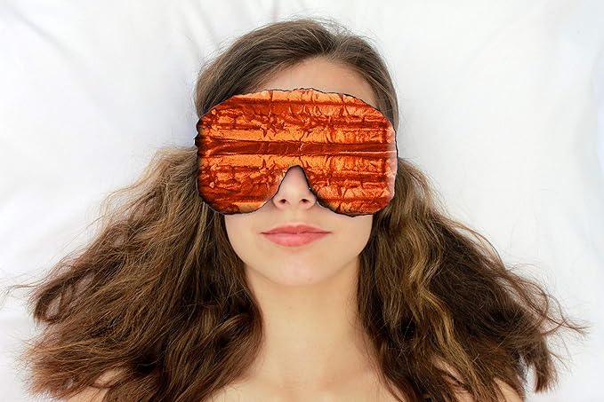 Handmade Weighted Sleep Eye Mask Yoga Pillow - Flax Seed Fill - Lavender Scented - Copper - TEMFL-CP