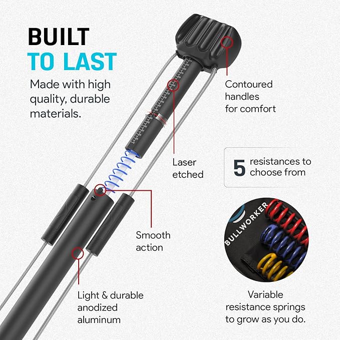 Bullworker Bow Classic 36" Isometric Exercise Equipment, Portable Strength Training at Home Gym Equipment for Back, Shoulder, Chest, Biceps, Abs, Arm, Ab Workout, All in One Exerciser for Men & Women