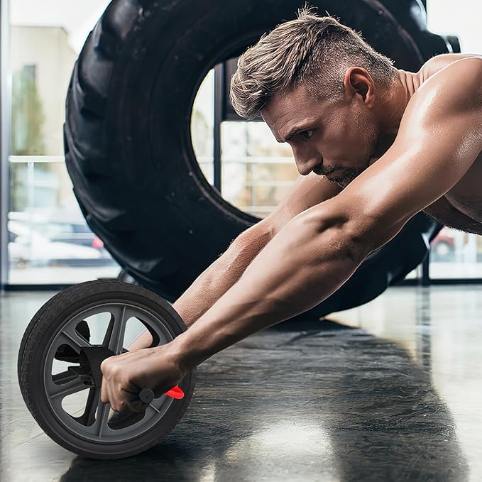 Ab Roller Wheel with Non-Slip Handle, Home Gym Fitness Equipment for Abdominal Core Workout, Ab Roller for Men & Women, Supports Up to 330 lbs, Black