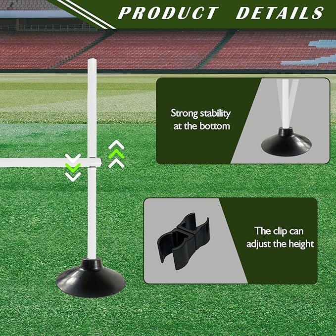 TNZMART 4.9 FT and 3.3 FT White Agility Poles Adjustable Hurdles for Soccer Football Speed Training Equipment Track and Field