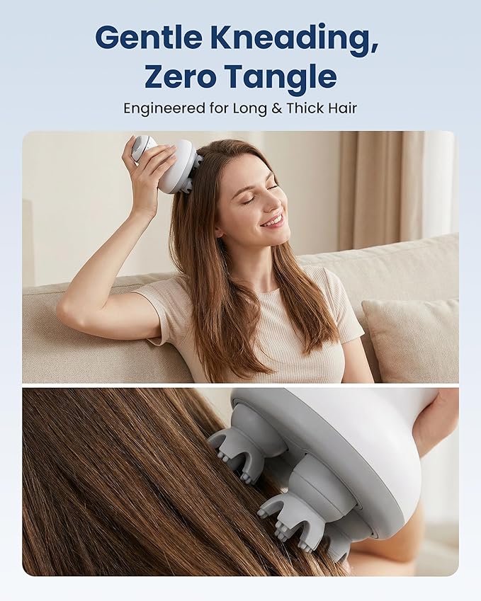 COMFIER Electric Cordless Hair Scalp Massager with Kneading 84 Massage Nodes, Handheld Portable Head Scratcher Massager for Hair Growth, Deep Clean and Stress Relax, Gifts for Men Dad