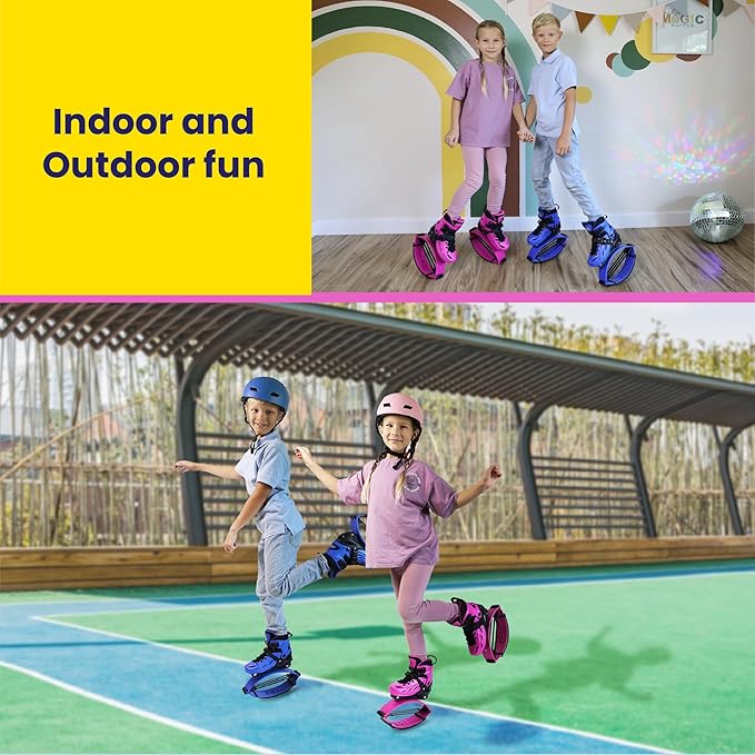 New Bounce Jumping Shoes for Kids - Premium Moon Boots - Durable Kangaroo Jumpers - Strong, Safe and Adjustable Fit, Perfect for Exercise and Fun - New & Improved Edition (Medium, Pink)