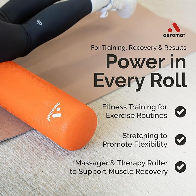 Adjustable Air Roller 2 to 12 PSI Firmness – Inflatable Fitness, Yoga, and Rehab Roller for Men and Women, Back Roller for Muscle Recovery, Home Gym, Travel, or Physical Therapy Use – Vibrant Orange