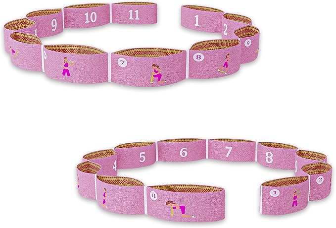 Yoga Stretch Strap with Loops - Streching Strap for Physcial Thearpy, Pilates & Flexibility Training - Exercise Strap for Hamstring, Leg Streching & Rehab - Kids & Adults