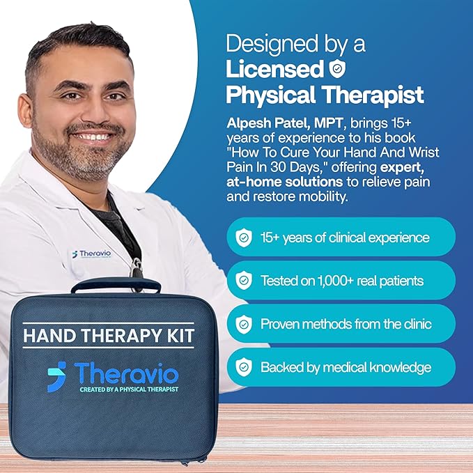 Theravio Pro Hand Therapy Kit with Grip Strength Trainer, Finger Strengthener, Hand Exercise balls For Arthritis, Hand Exerciser For Carpal Tunnel, Hand Gripper Strengthener For Physical Therapy