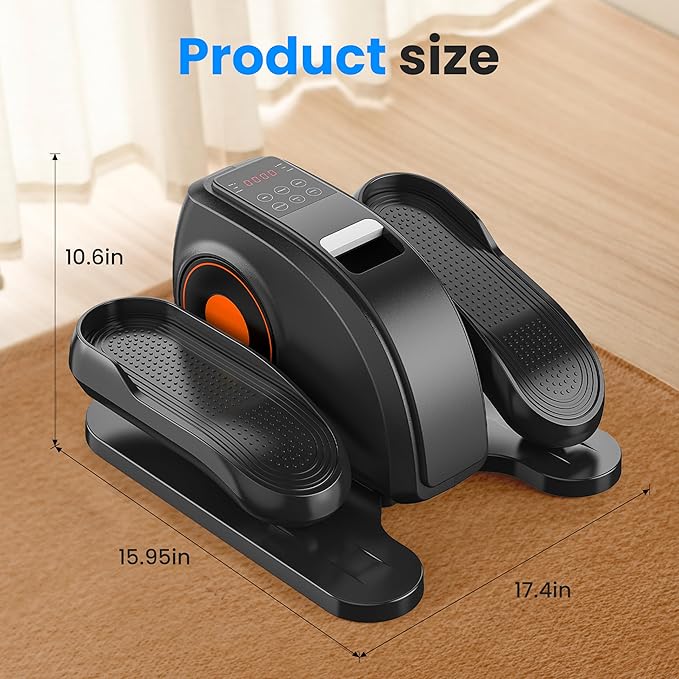 Under Desk Elliptical Machine with Remote Control, Electric Ellipse Leg Exerciser for Seniors Adults Home, 12 Adjustable Speeds, Quiet Portable Seated Pedal Exerciser, LED Monitor, Fully Assembled
