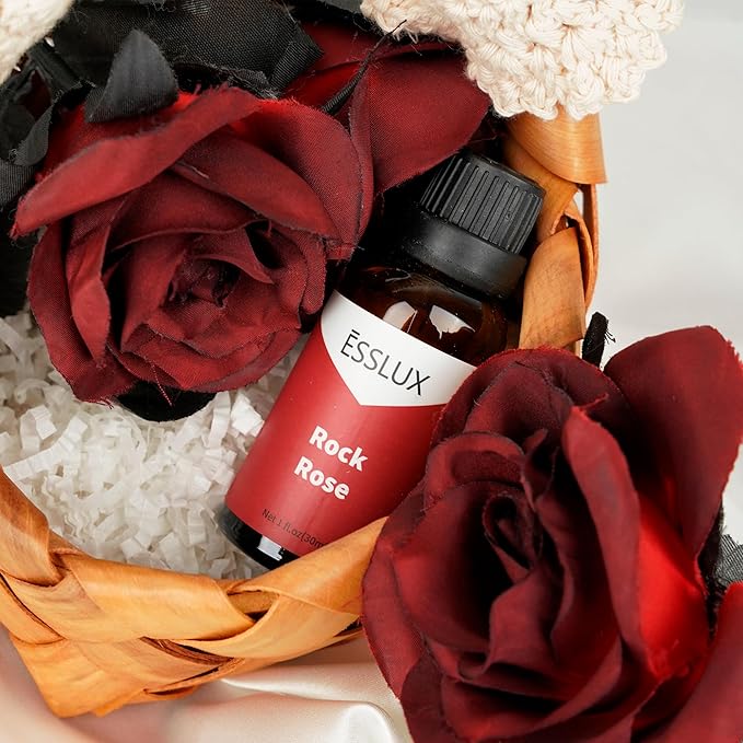 Rock Rose Fragrance Oil, ESSLUX Aromatherapy Essential Floral Scented Oils for Home for Diffuser, Massage, Soap, Candle Making Scents, Perfume, Humidifier, 30 ml