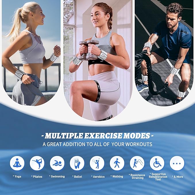 Ankle Weights for Women Wrist Weights Set of 2 (1 lb/2 lb Each) Adjustable Arm Leg Weight for Womens Men Suitable for Walking Swimming Running Pilates Yoga Gym