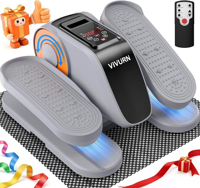 VIVURN-Upgraded Under Desk Elliptical, Leg Exerciser As Seen on TV, 12 Speeds Forward & Reverse Manual & Auto Mode, Electric Seated Pedal Exerciser with Non-Slip Mat, Quiet Operation for Home Office