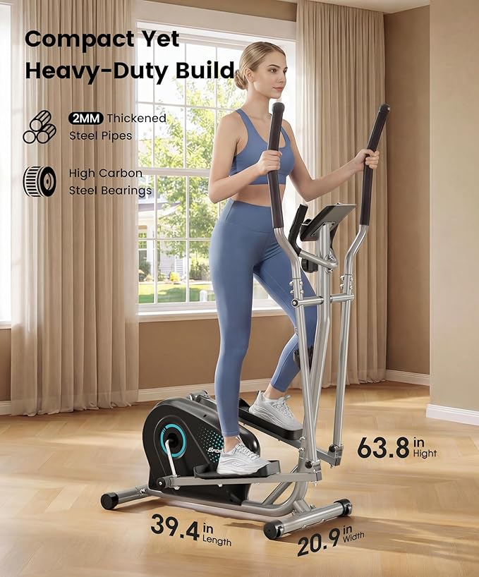 Dripex Elliptical Exercise Machine, Hyper-Quiet Magnetic Elliptical Machine for Home, 8-Level Resistance Elliptical Training Machines with 6KG Flywheel, Pulse Sensor & LCD Monitor