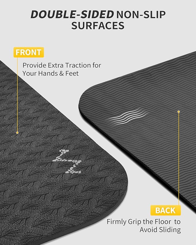 CAMBIVO Large Yoga Mat (6'x 4'), Extra Wide Workout Mat for Men and Women, 0.24''/0.32''/0.4''/0.48'' Thick Exercise Fitness TPE Mat for Home Gym, Yoga, Pilates, Workout (Barefoot Exercise)