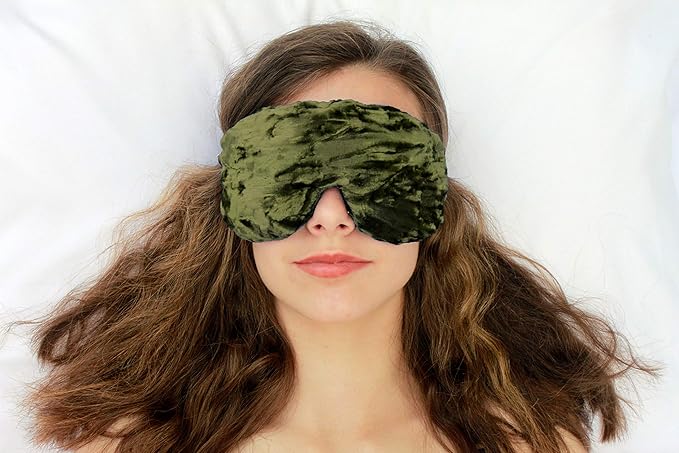 Handmade Opulence Yoga Eye Pillow - Weighted Flaxseed Fill, Unscented, Satin & Velvet, Adjustable Strap - Ideal for Meditation & Restful Sleep - Spring Green - TEMF-SG