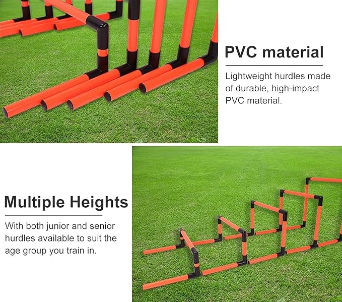 Pack of 5 Speed Agility Hurdles Training Equipment, Detachable Practice Hurdles for Track and Field, Portable Adjustable Football Hurdles Set (Red)