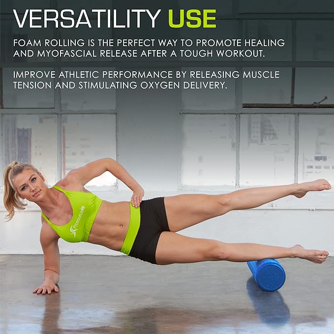 ProsourceFit High Density Foam Rollers Long, Firm Full Body Athletic Massage Tool for Back Stretching, Yoga, Pilates, Post Workout Muscle Recuperation
