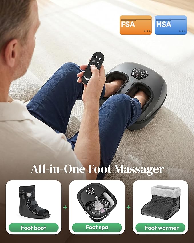 2026 Upgraded Shiatsu Foot Massager with Heat and Compression, FSA Eligible HSA Store Eligible, Remote Control, Foot Massager for Plantar Fasciitis, Neuropathy, Gifts, Men, Women