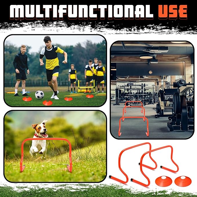 6 Sets 12" Speed Agility Training Hurdles for Athletes Soccer Training Hurdles Agility Training Equipment with Marker Cone Adjustable Training Hurdle Plyometric Hurdles for Basketball