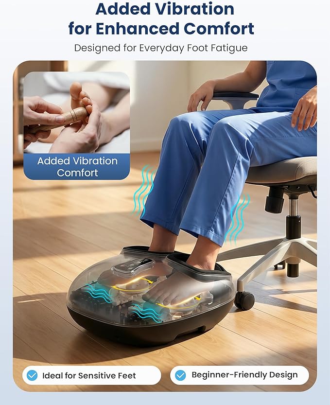 COMFIER Shiatsu Foot Massager with Heat,Vibration,Rolling Compression,FSA Eligible HSA Store,Feet Massager Machine for Plantar Fasciitis,Neuropathy Pain,Mother's Day Gifts for Women,Size up to 13“