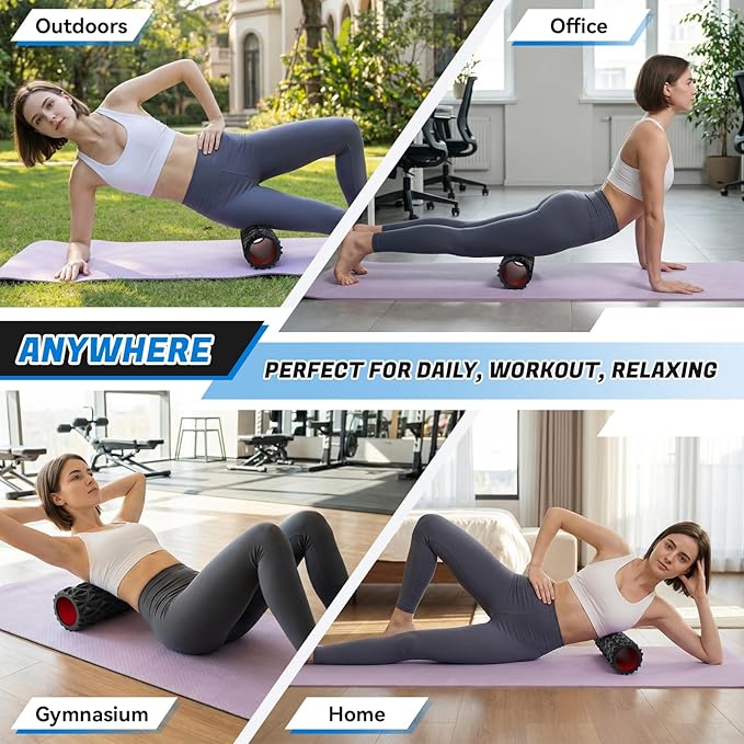 Foam Roller for Deep Tissue Massager, 15" High Density Diamond-Shaped Texture, Myofascial Release, Deep Tissue Muscle Massage Trigger Point Release Back Roller for Fitness (Black)