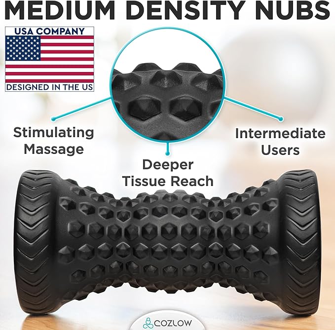 COZLOW - Foot Massager for Plantar Fasciitis Relief - Trigger Point Massage Roller for Feet Pain, Neuropathy, Heel Spur, Flat Arch - Portable Deep Tissue Muscle Therapy Tool for Sole, Calf, Hand, Arm