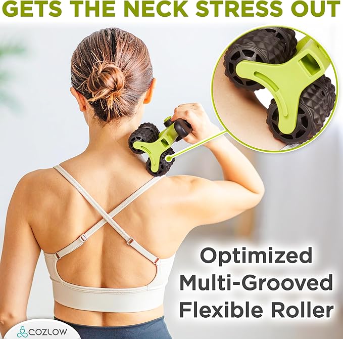 COZLOW 3 in 1 Lymphatic Drainage Massage Tool - Back Massager - Cellulite Roller - Arm + Leg Muscle Trigger Point Myofascial Release