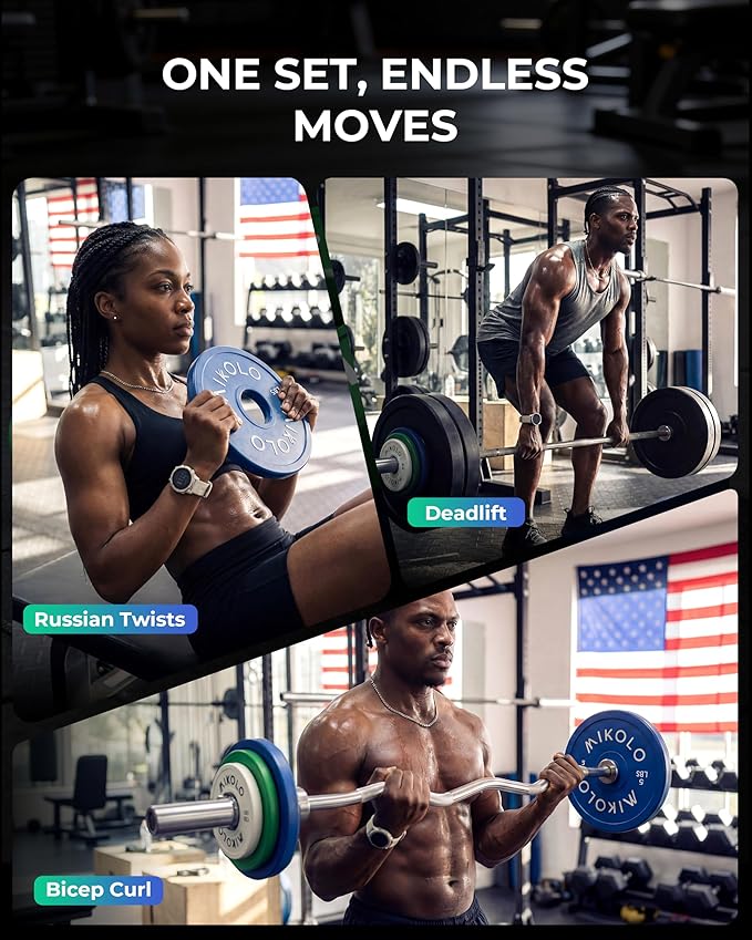 Mikolo Change Weight Plates 1.25LB 2.5LB 5LB Set Fractional Plates Set Bumper Plates for Cross Training Fit 2 Inch Barbells Strength Training Weight Plates