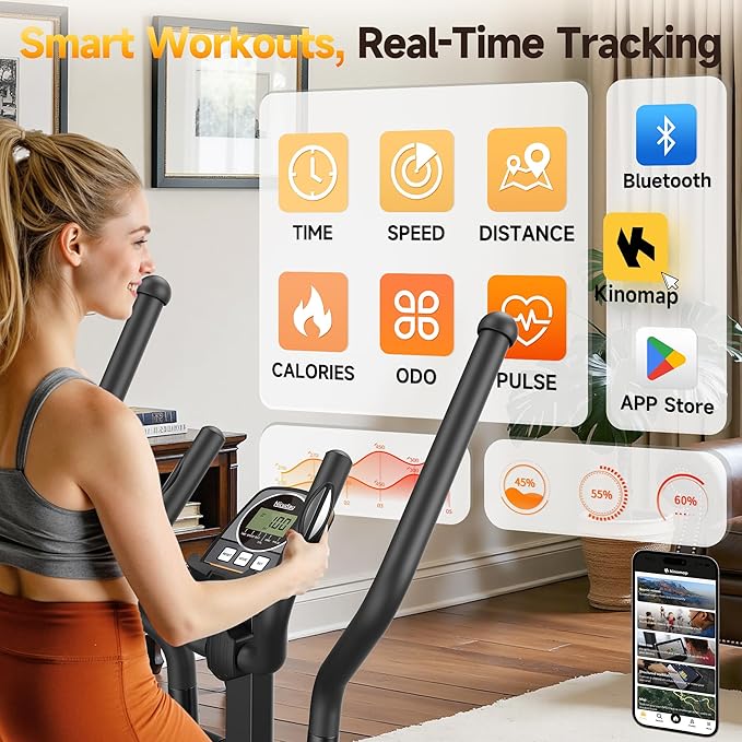 Niceday Elliptical Exercise Machine, Elliptical Machine for Home, Magnetic Elliptical Trainer with 15.5IN-19IN Stride, 16 Resistance Levels, 400LBS Loading Capacity, Support Kinomap APP
