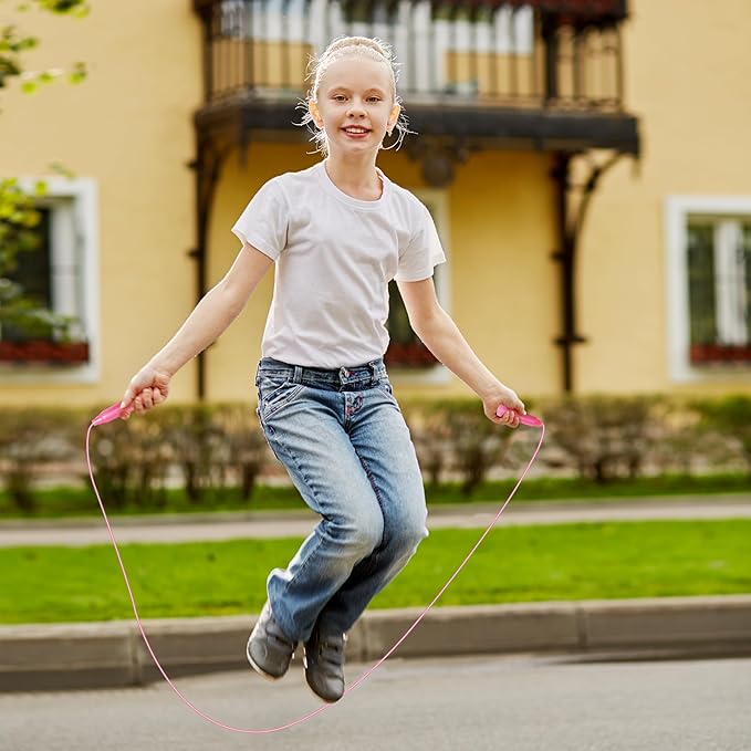 Elcoho 6 Pack Colorful Jump Rope Set Adjustable Plastic Jump Ropes Skipping Rope Outdoor Jumping Ropes Great Party Favor