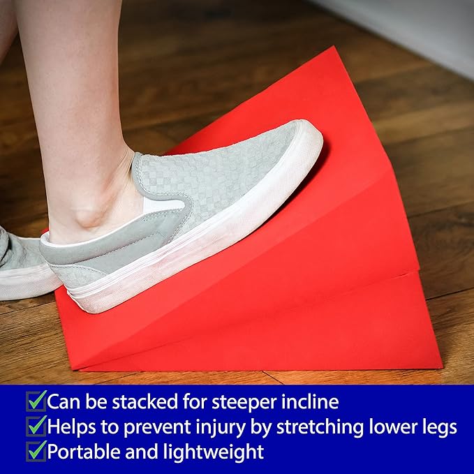 12" Foam Incline Stretch Wedge - Set of 2 - by Trademark Innovations (Brick Red)