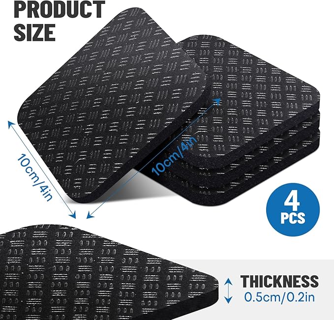 Treadmill Mat Pads 4PCS- Double-Sided Non-Slip - Anti Vibration Mat for Treadmill, Walking Pad, Exercise Bike - Hardwood Floors Protection