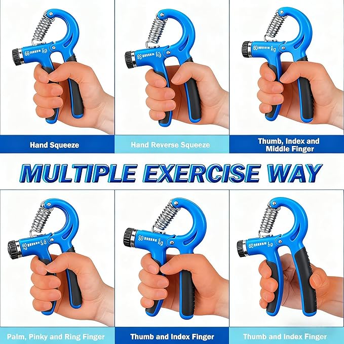 Grip Strength Trainer, Hand Grip Exerciser Strengthener with Adjustable Resistance 11-132 Lbs (5-60kg), Forearm Strengthener, Hand Exerciser for Muscle Building and Injury Recover 1 Pack
