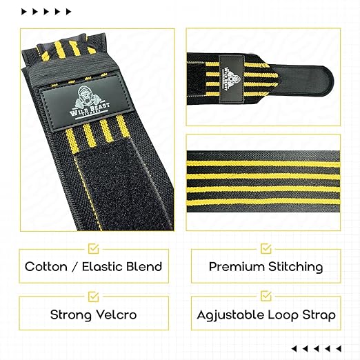 Elbow Wraps for Weightlifting (Pair), Stretchable & Breathable 41" Elbow Compression Strap, Weightlifting Straps for Bench Press, Supports Powerlifting, Pressing, Elbow Straps for Gym Accessories for Men (Yellow)