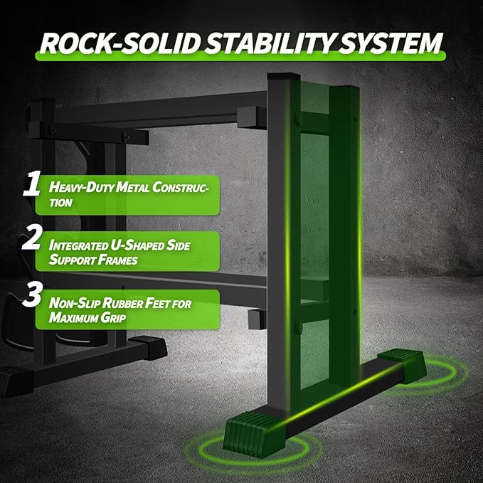 Heavy Duty Dumbbell Rack, Double-Side Extension Holder for Dumbbells & Kettlebells Home Gym Storage Rack
