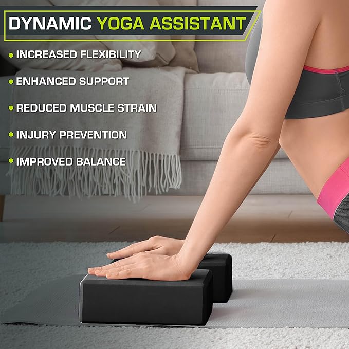 ProsourceFit Foam Yoga Blocks, High Density EVA Yoga Bricks 4”x 6” x 9” (Set of 2)