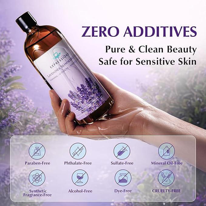 Anti Cellulite Massage Oil for Massage Therapy - Body Firming Oil for Sore Muscle Relief with Lavender, Ginger & Grapefruit for Lymphatic Drainage and Relaxation
