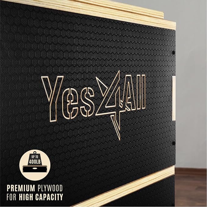 Yes4All 3 in 1 Wooden Plyo Box, Plyometric Box Platform for Jump Training, Jump Boxes for Home Gym Exercise and Outdoor Workout